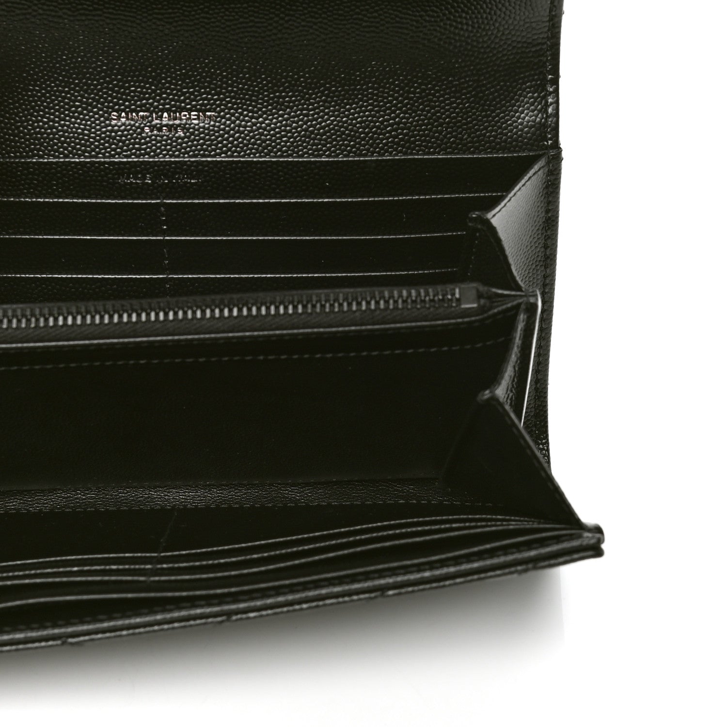 Saint Laurent Grain De Poudre Matelasse Chevron Monogram Flap Wallet Black 4 of 4