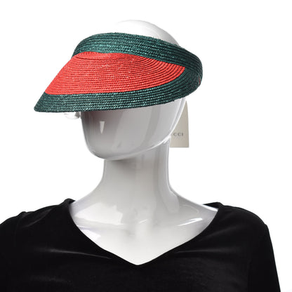 Gucci Raffia Web Visor L Green Red 2 of 6