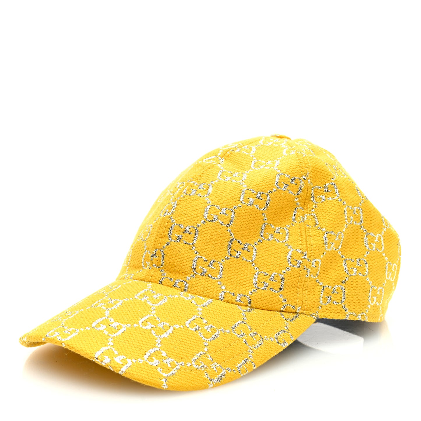Canvas Lame GG Monogram Rush Baseball Hat M Yellow Silver