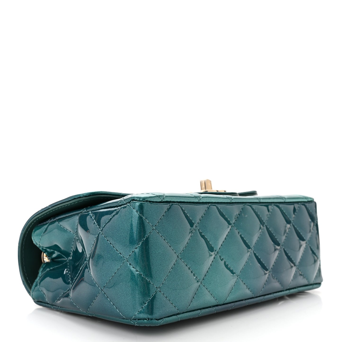 Shaded Patent Calfskin Quilted Mini Rectangular Flap Green Blue
