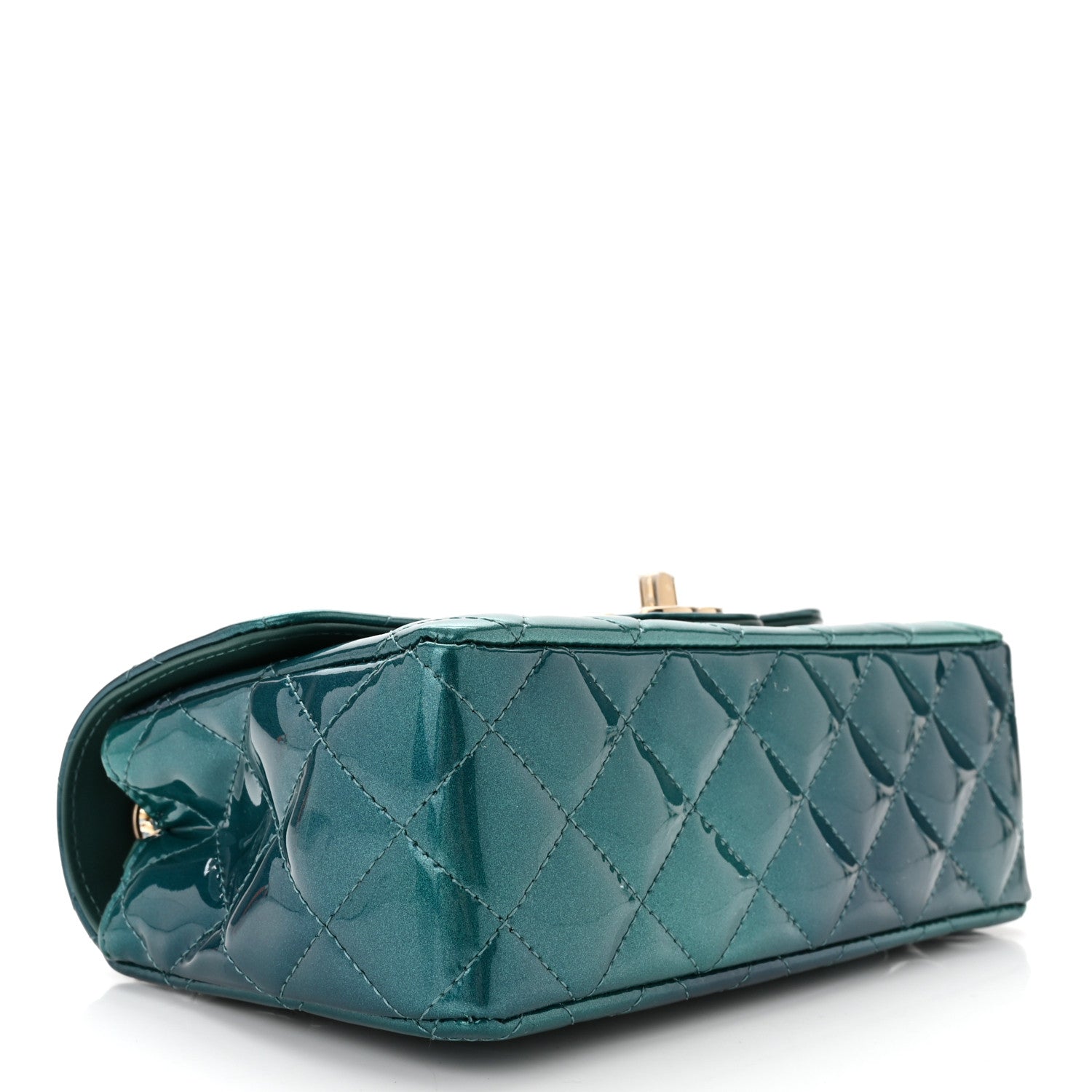 Chanel Shaded Patent Calfskin Quilted Mini Rectangular Flap Green Blue 4 of 11