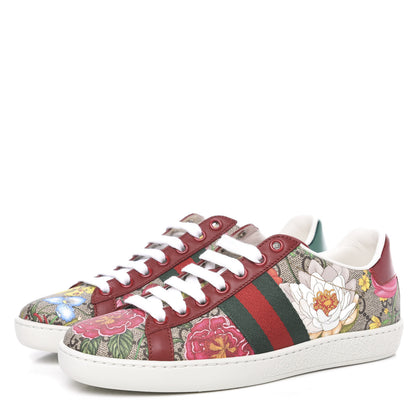 Gucci GG Supreme Monogram Flora Web Womens Ace Sneakers 35 Beige Multicolor Rosso 3 of 9