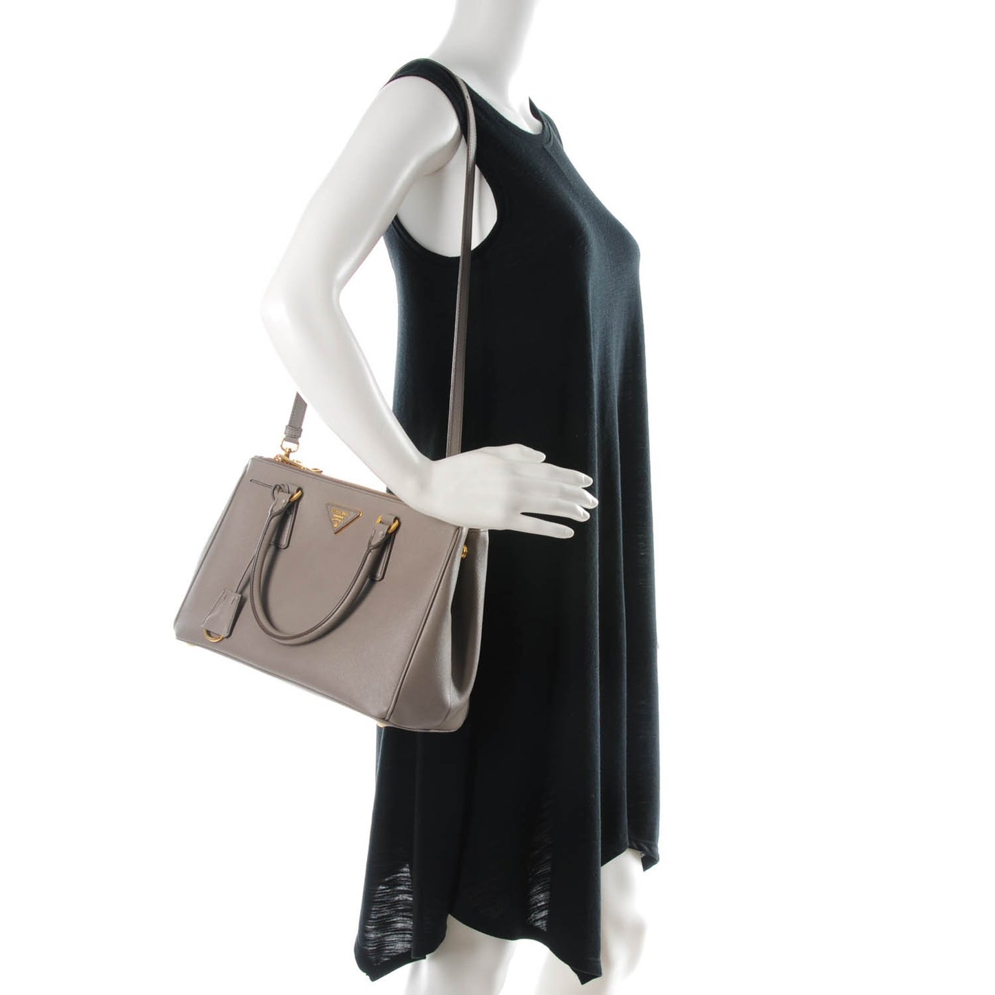 Saffiano Small Galleria Double Zip Tote Argilla