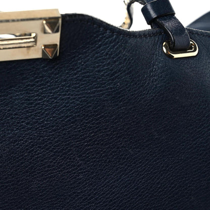 Valentino Garavani Pebbled Calfskin Medium Rockstud Tote Marine 12 of 24