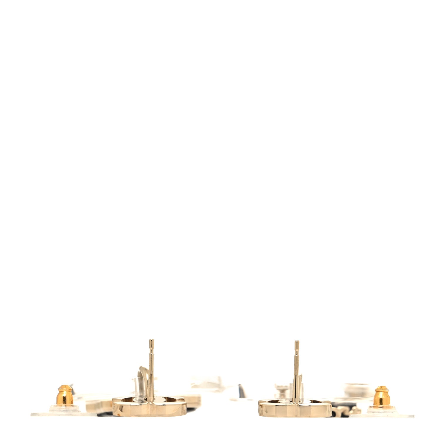 Chanel Resin Lambskin Chain N°5 Coco CC Drop Earrings Black Gold 3 of 4