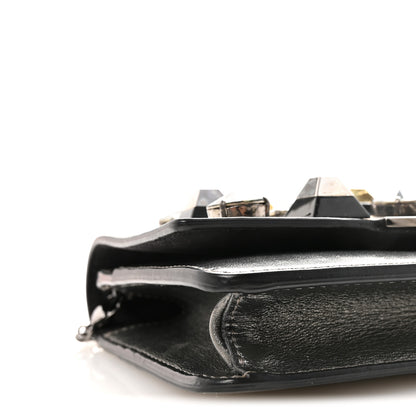 Fendi Glossy Calfskin Crystal Studded Tube Wallet On Chain Graphite 8 of 9
