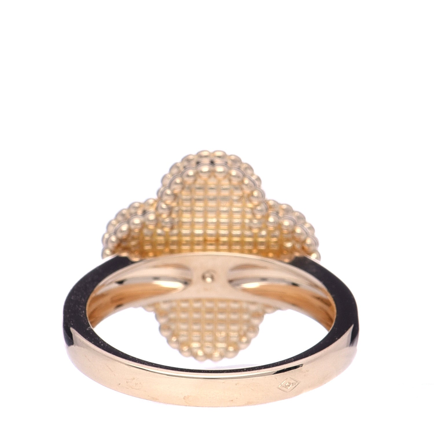 Van Cleef & Arpels 18K Yellow Gold Diamond Mother of Pearl Vintage Alhambra Ring 51 5.75 6 of 18