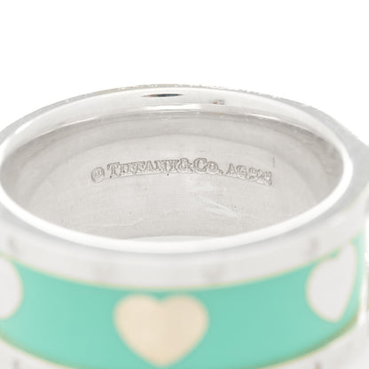 Tiffany Sterling Silver Enamel Heart Band Ring 48 4.5 4 of 5