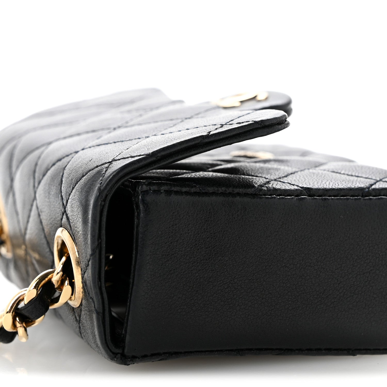 Chanel Lambskin Quilted Micro Flap Bag Charm Keychain Black 9 of 10