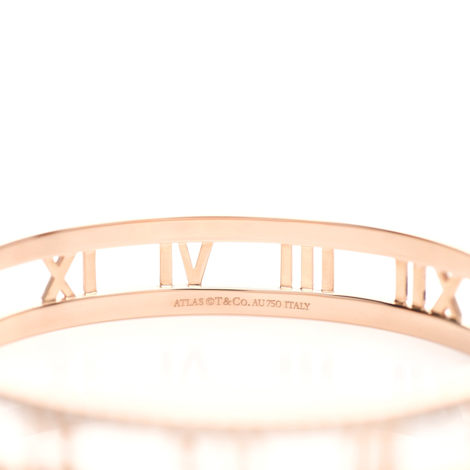 Tiffany 18K Rose Gold Diamond Atlas Open Hinged Bangle Bracelet 4 of 5