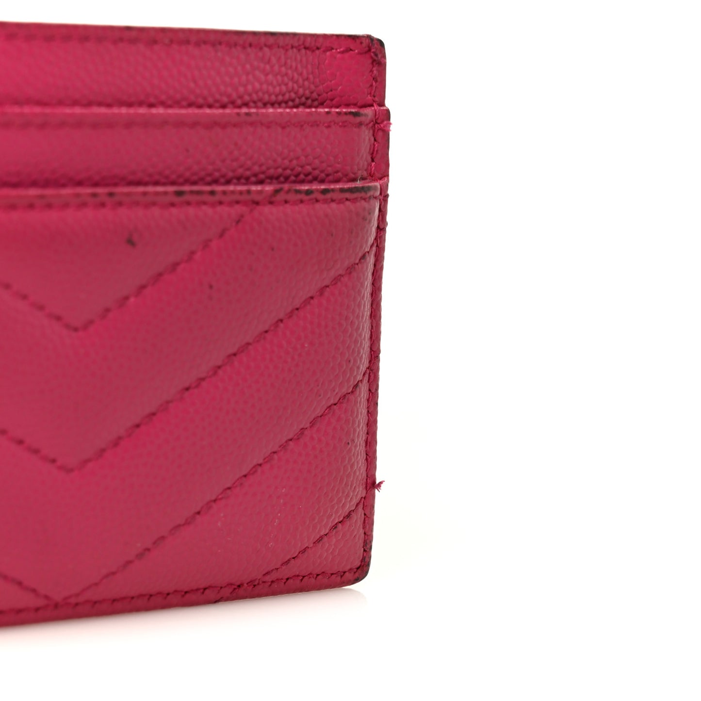 Grain De Poudre Matelasse Chevron Monogram Credit Card Case Fresh Fuxia