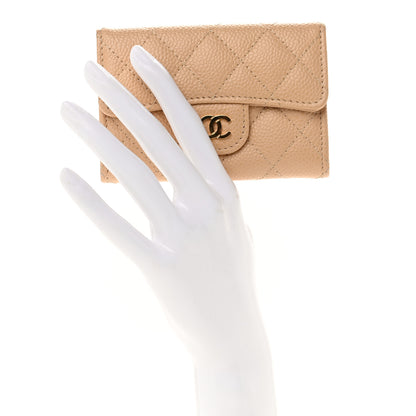 Chanel Caviar Quilted Flap Card Holder Wallet Beige 2 of 9
