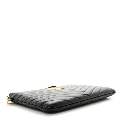 Saint Laurent Calfskin Matelasse Chevron Monogram A5 Wristlet Black 4 of 7