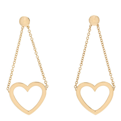 Tiffany 18K Yellow Gold Heart Chain Drop Earrings 1 of 4