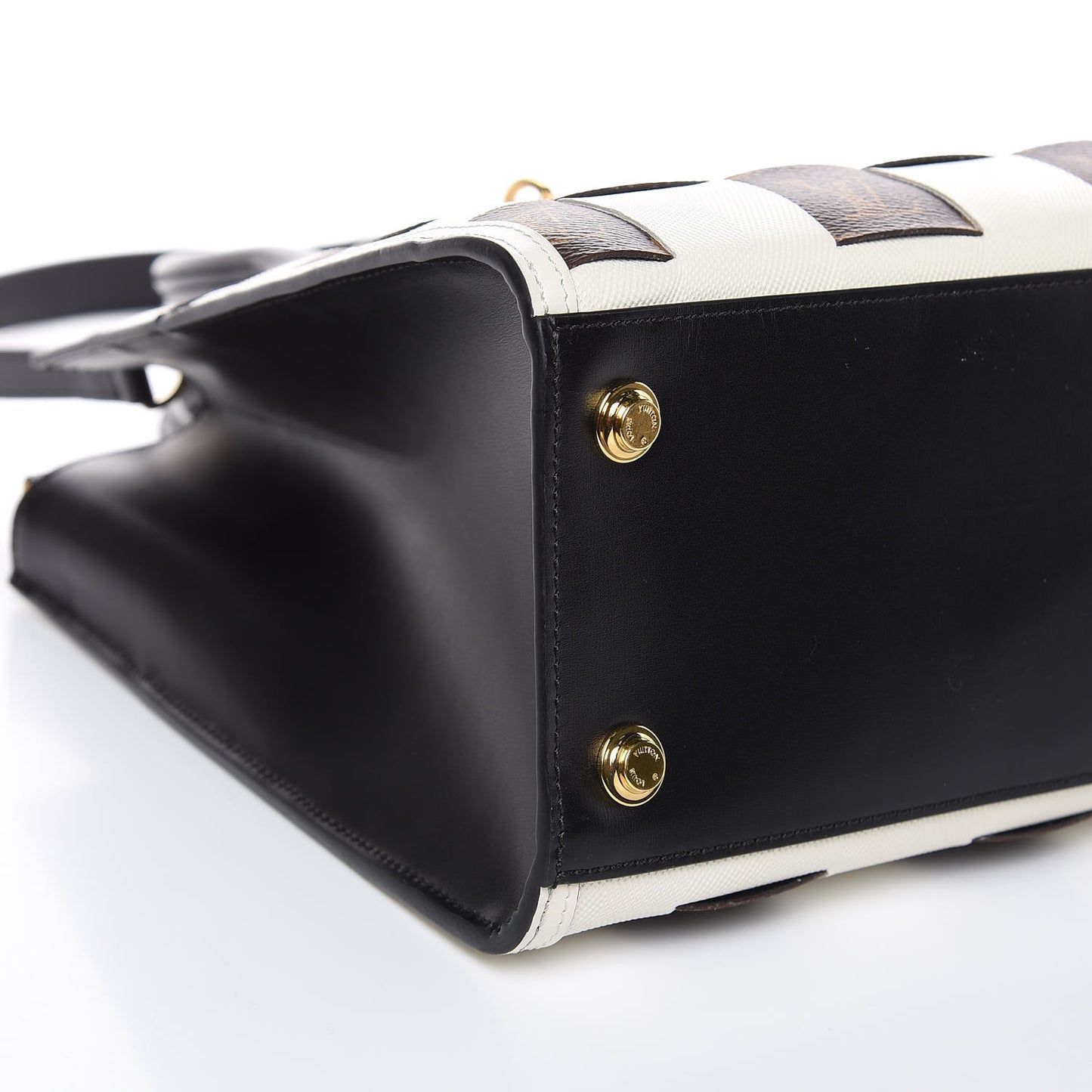 Calfskin Monogram Damier Tressage City Steamer MM Creme