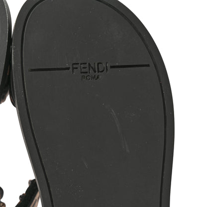 Fendi Satin FF Ruched Sandals 36 Tobacco Black 8 of 11