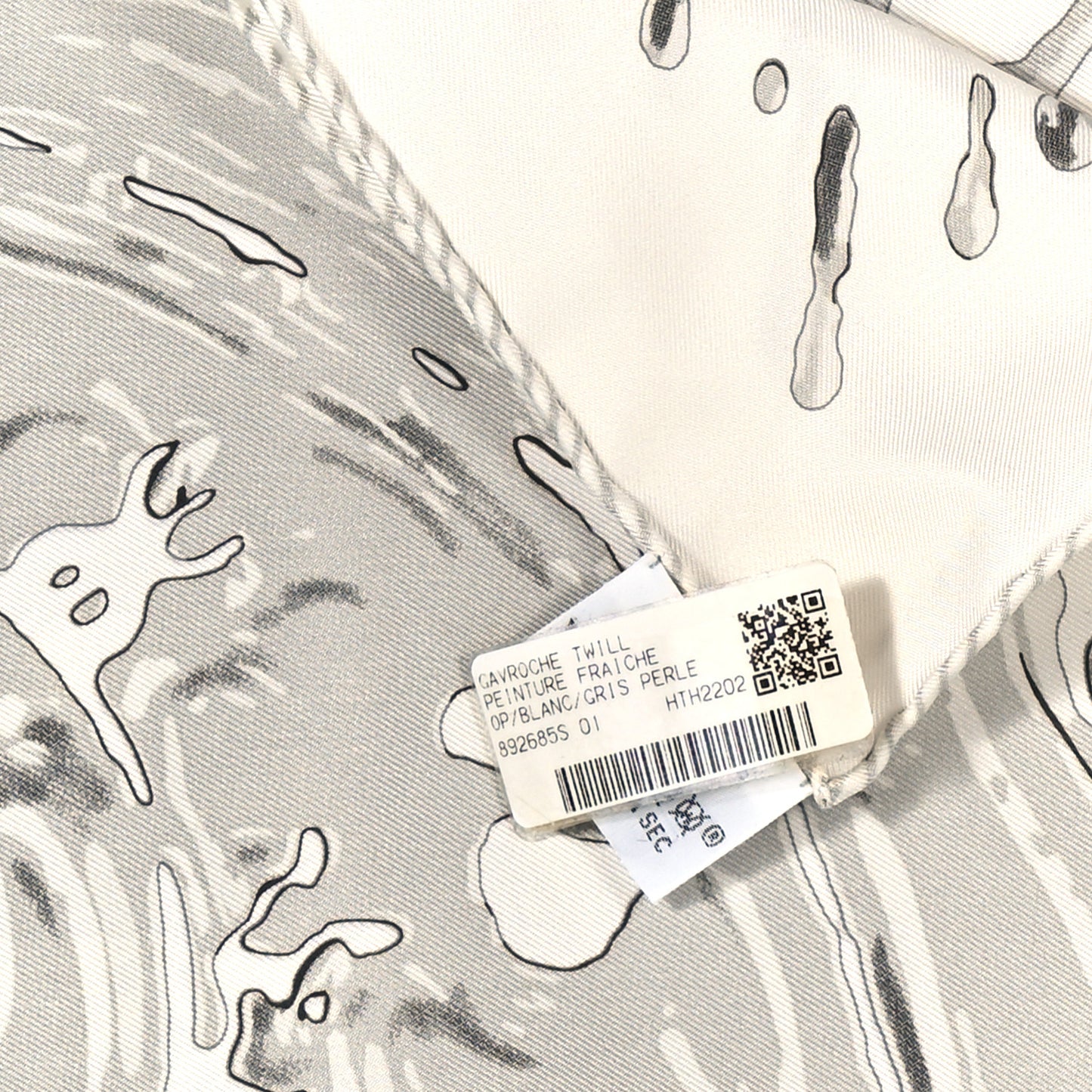 Silk Peinture Fraiche Pocket Square White Gris Perle