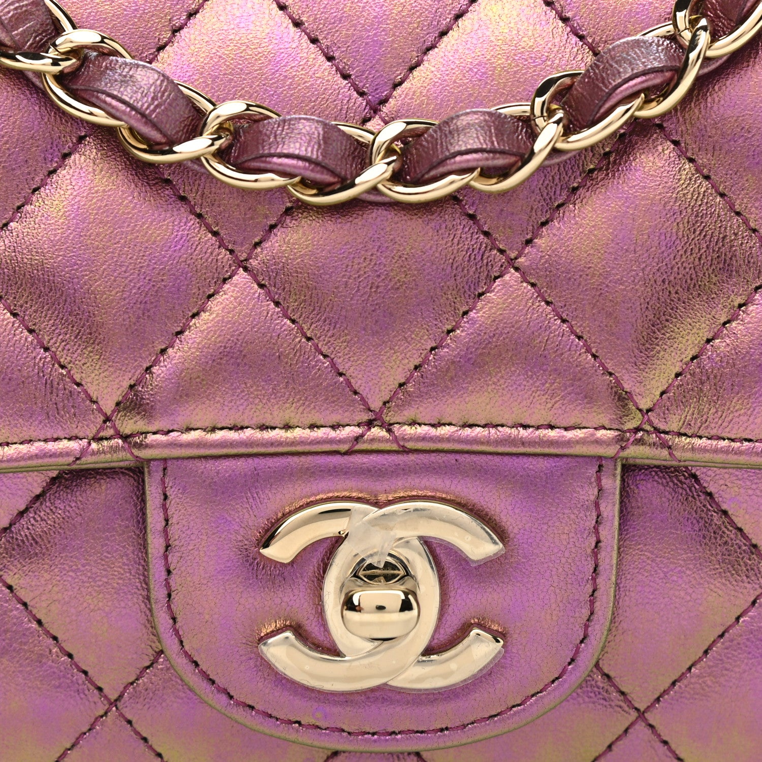 Chanel Iridescent Lambskin Quilted Mini Rectangular Flap Purple 8 of 13