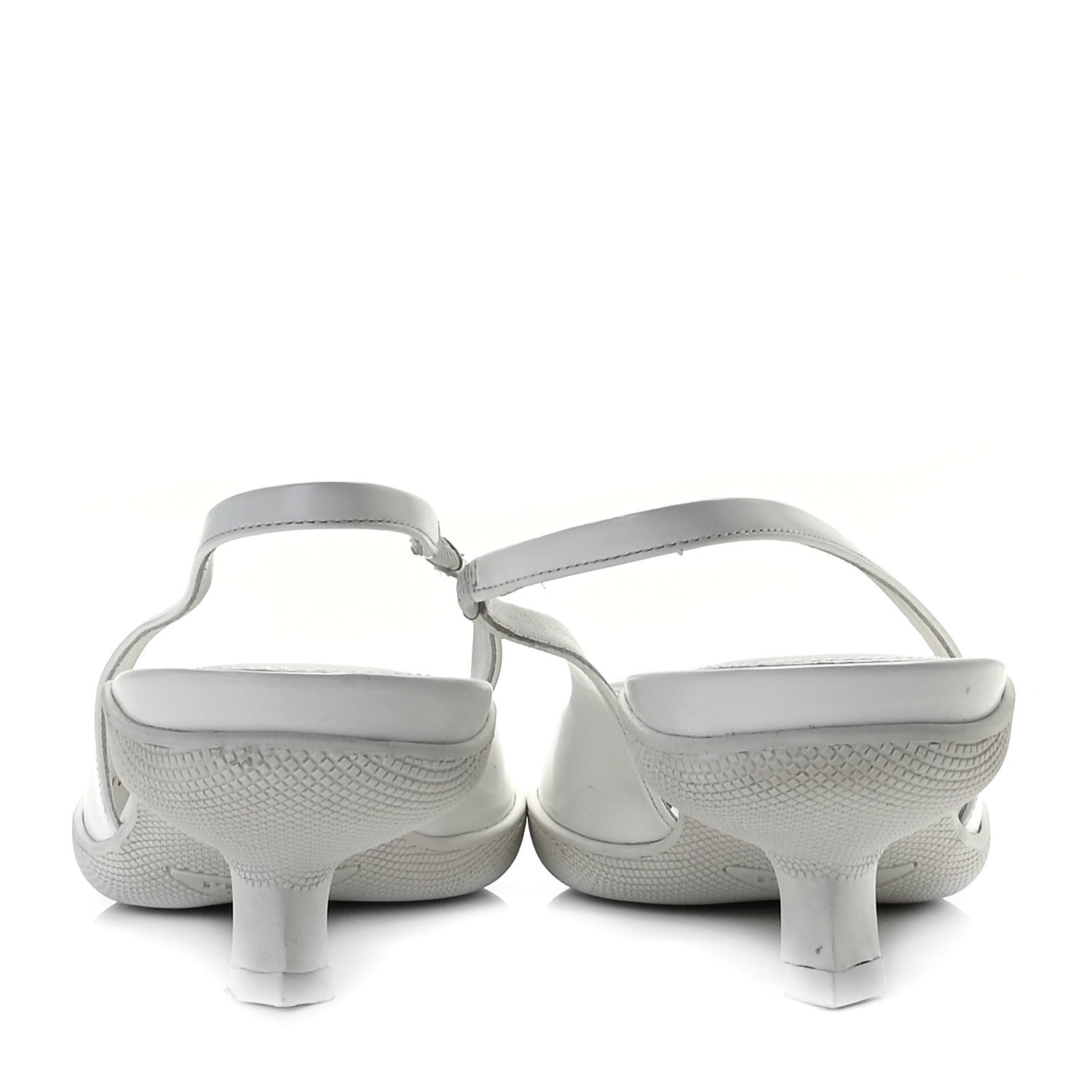 Prada Spazzolato Triangle Logo Pointed Toe 45mm Slingback Pumps 38.5 White 27 of 32