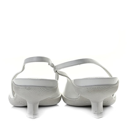 Prada Spazzolato Triangle Logo Pointed Toe 45mm Slingback Pumps 38.5 White 27 of 32