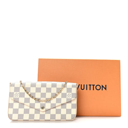 Louis Vuitton Damier Azur Pochette Felicie Chain Wallet Rose Ballerine 8 of 8