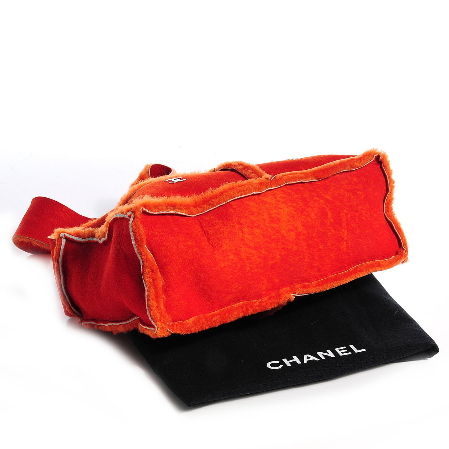 Suede Shearling Fur Shoulder Bag Orange