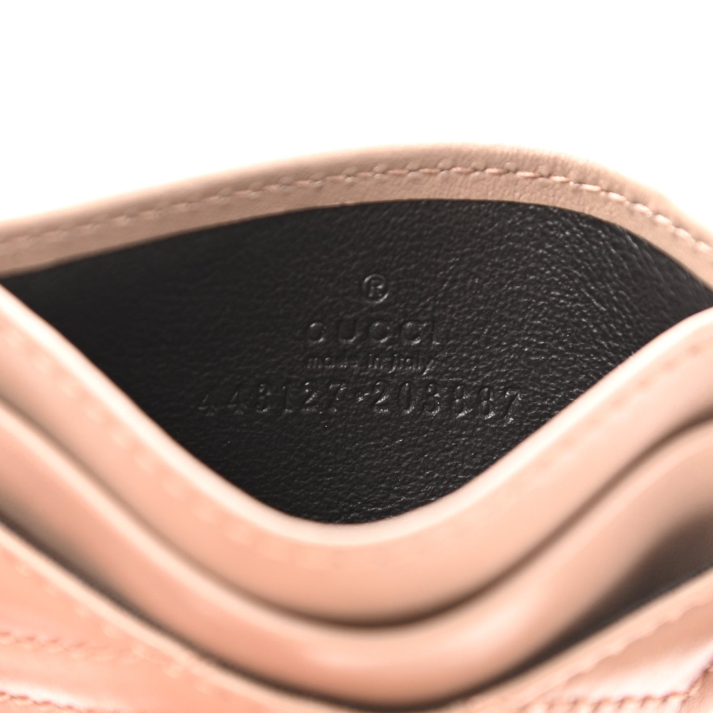 Calfskin Matelasse GG Marmont Card Holder Porcelain Rose