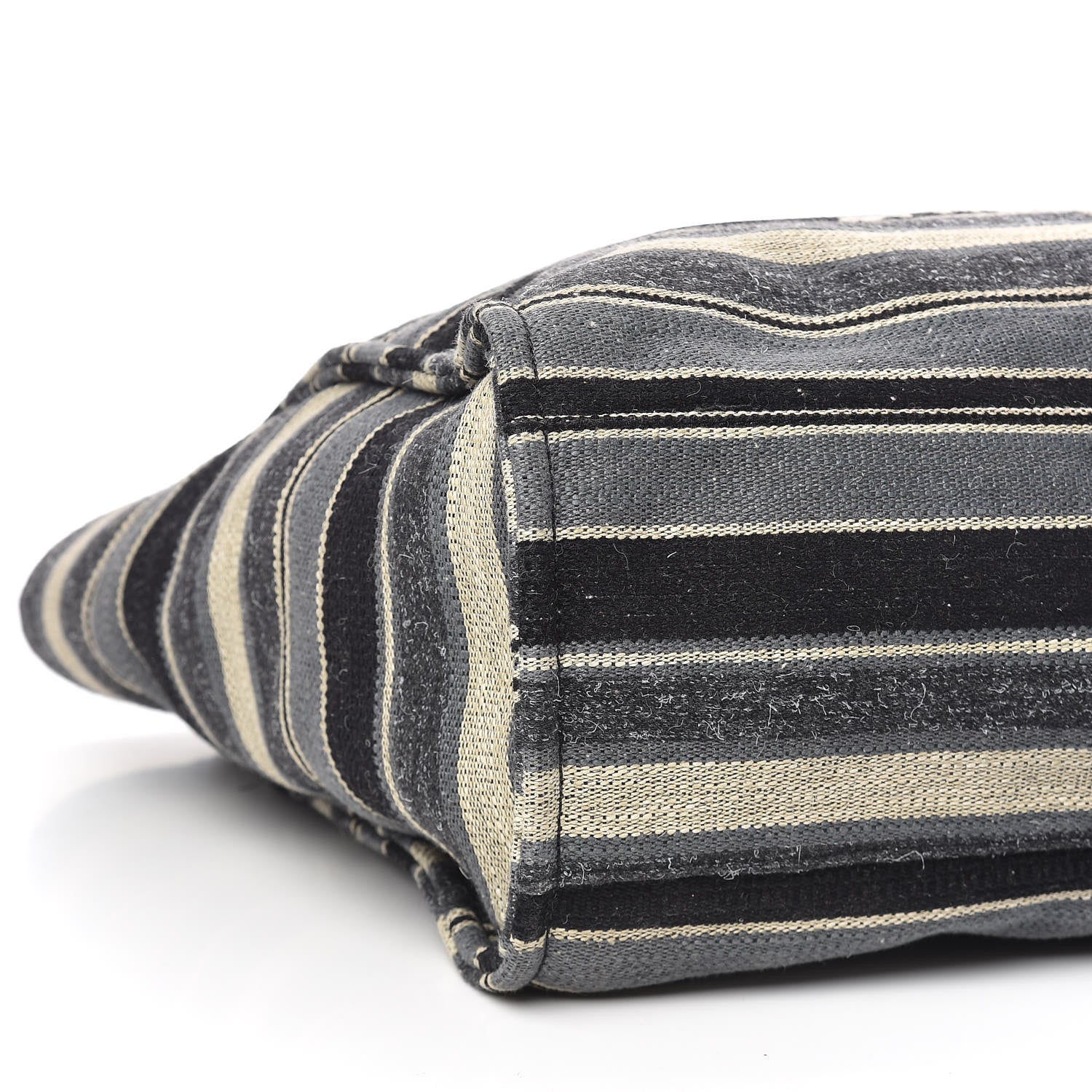 Chanel Canvas Striped Extra Large Deauville Tote Black Grey 5 of 10