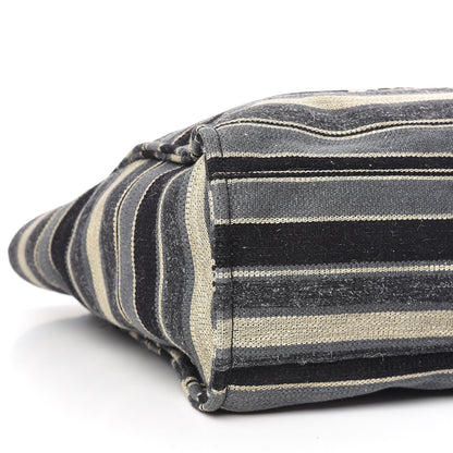 Chanel Canvas Striped Extra Large Deauville Tote Black Grey 5 of 10