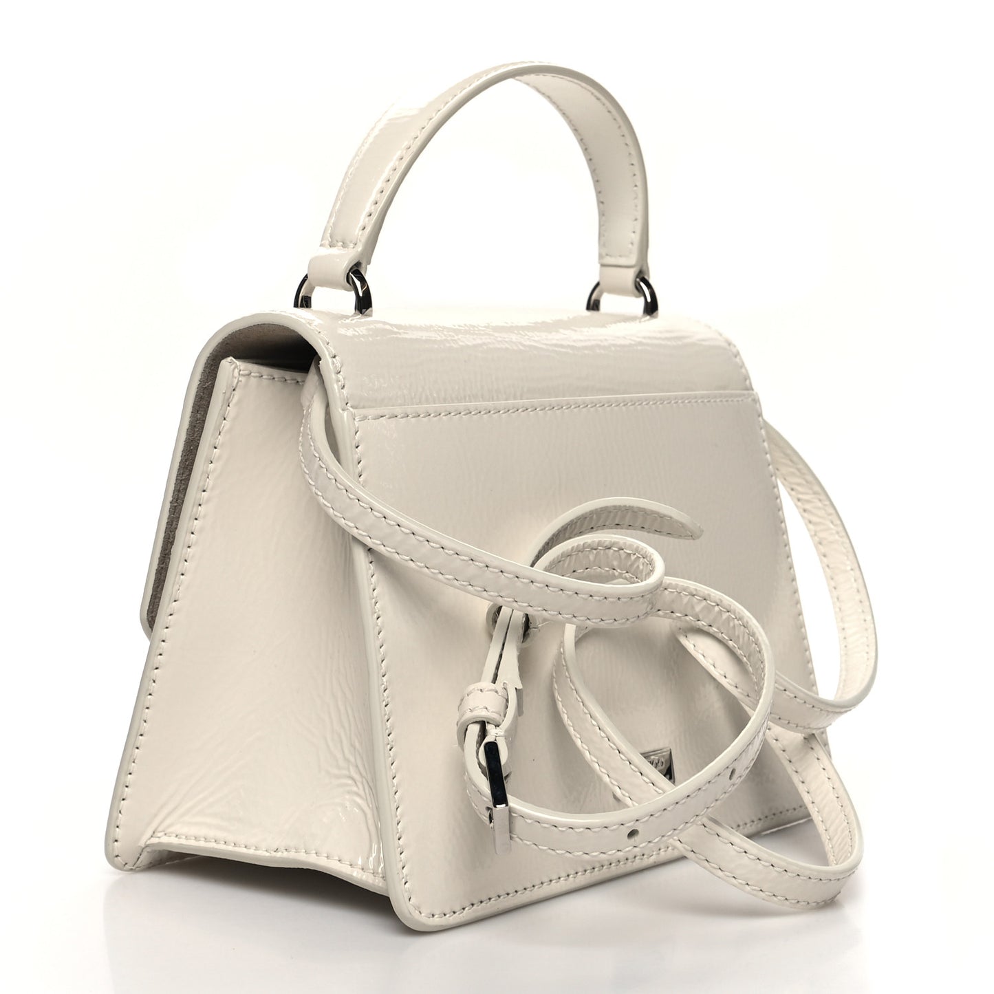 Textured Patent Calfskin Small Madeline Satchel Latte