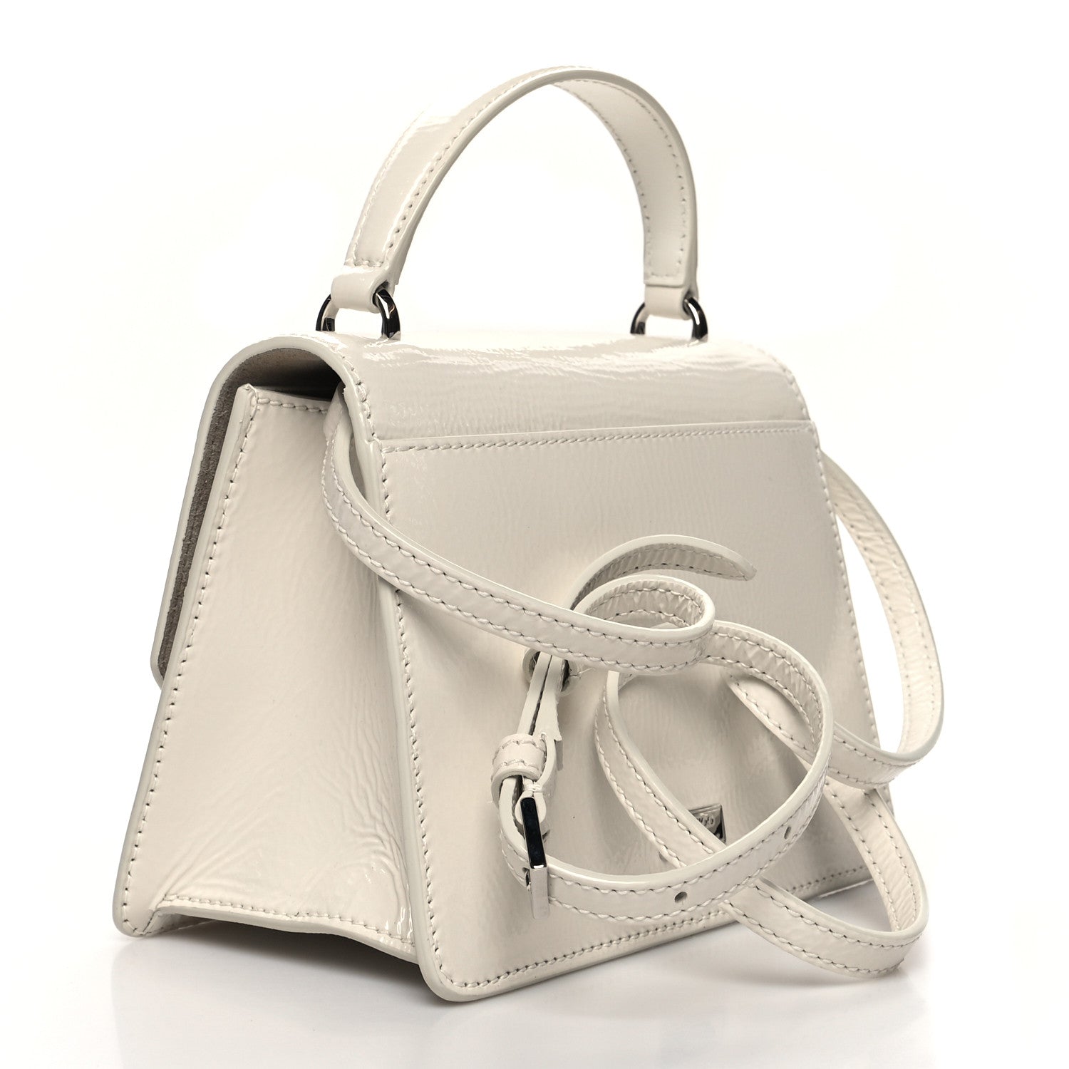 Jimmy Choo Textured Patent Calfskin Small Madeline Satchel Latte 2 of 13