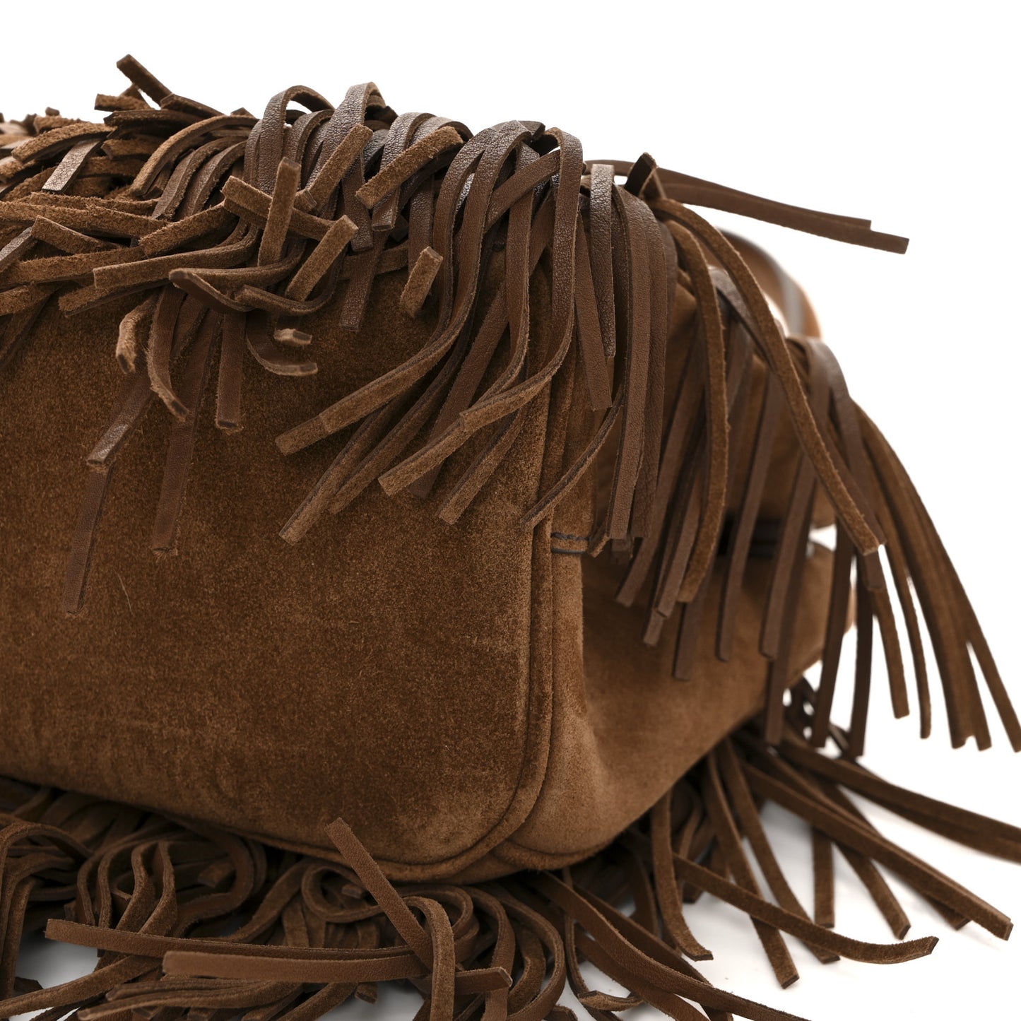 Suede Fringe Galleria Medium Double Zip Tote Cocoa Brown
