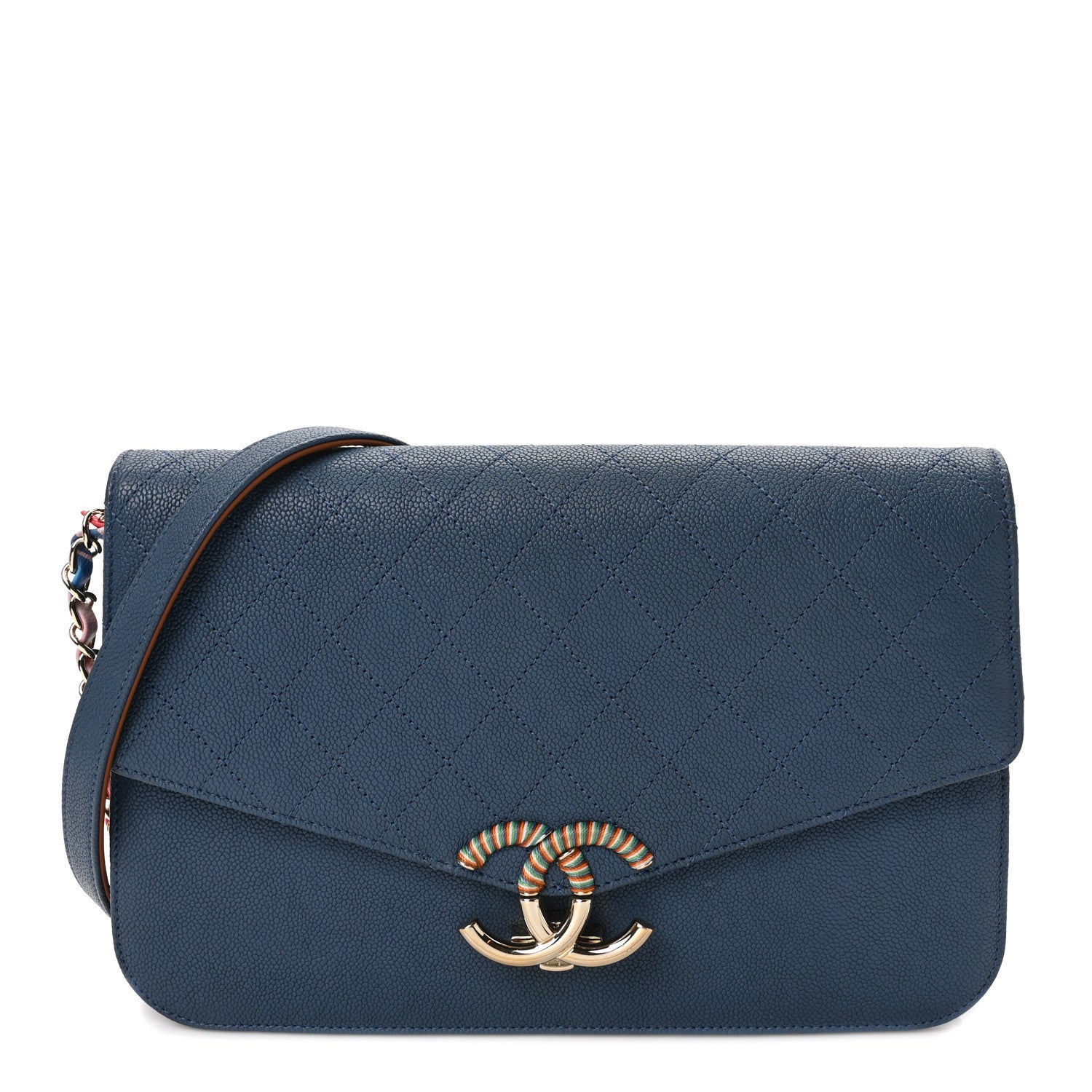Chanel Grained Calfskin Quilted Cuba Flap Blue 1 of 10