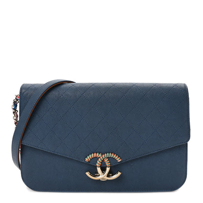 Chanel Grained Calfskin Quilted Cuba Flap Blue 1 of 10