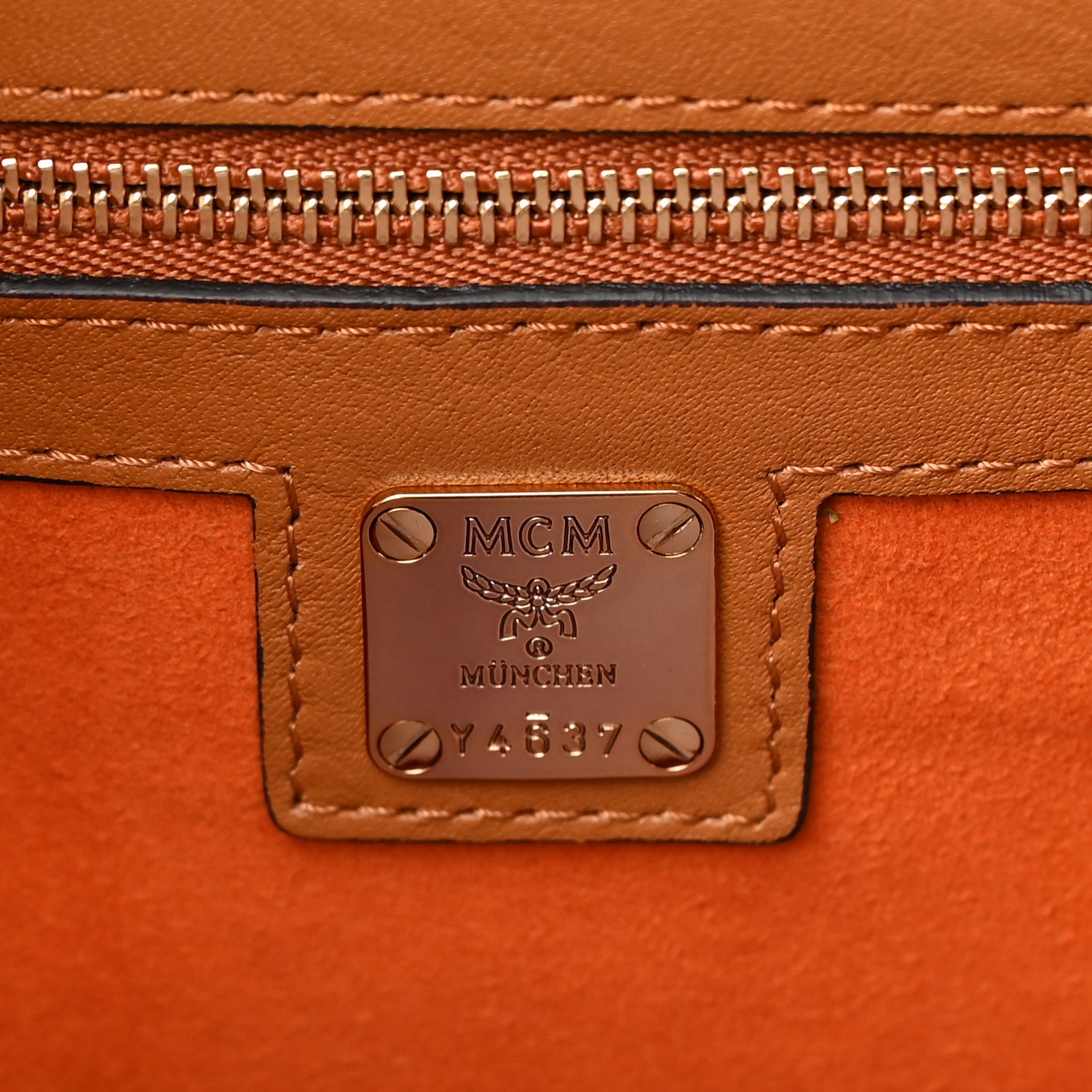 MCM Visetos Medium Patricia Satchel Cognac 6 of 14
