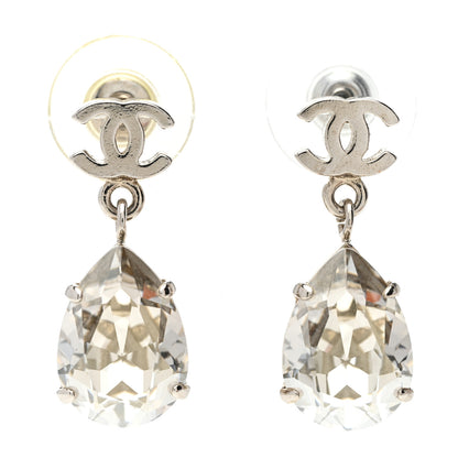 Chanel Crystal CC Pear Drop Earrings Gold 1 of 4