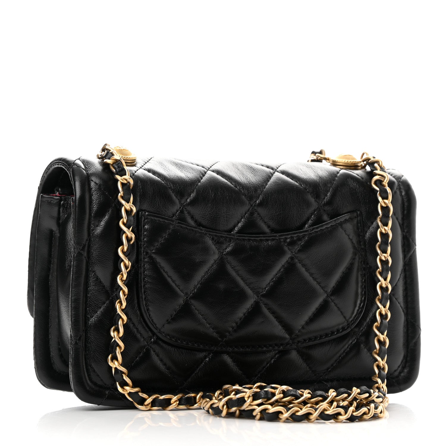Chanel Shiny Lambskin Flap Clutch With Chain Black 3 of 11