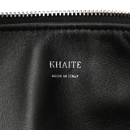 Khaite Glossy Calfskin Eelskin Embossed Medium Olivia Hobo Black 6 of 9