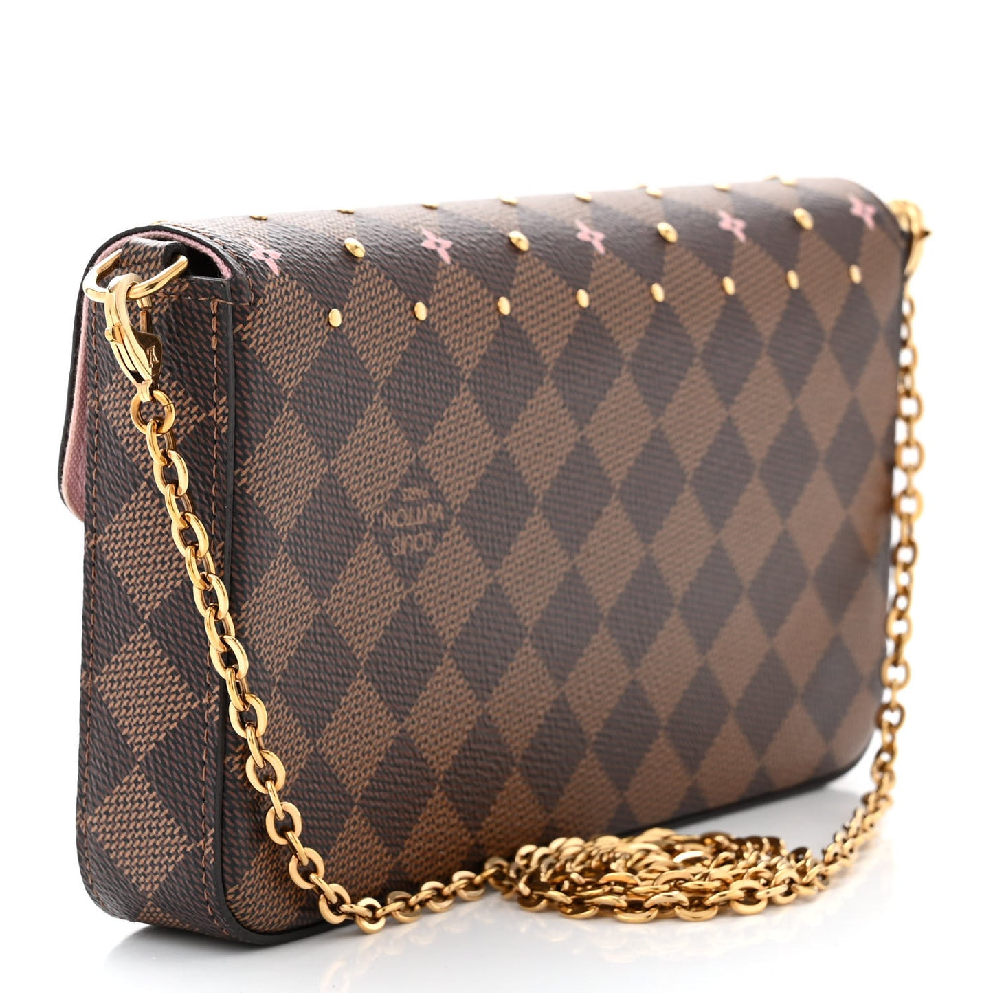 Damier Ebene Studded Pochette Felicie Chain Wallet