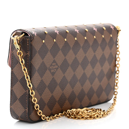 Louis Vuitton Damier Ebene Studded Pochette Felicie Chain Wallet 3 of 9