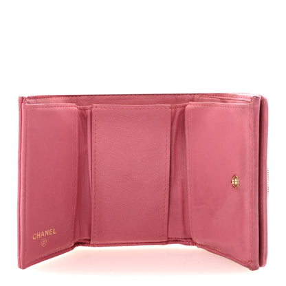 Chanel Sheepskin Quilted Vintage Mademoiselle Trifold Wallet Dark Pink 5 of 8