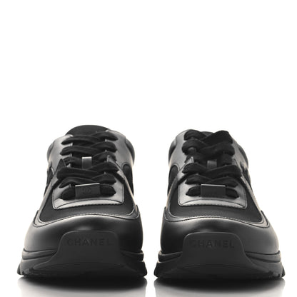 Chanel Lambskin Fabric CC Uniform Mens Sneakers 46 Black 3 of 9
