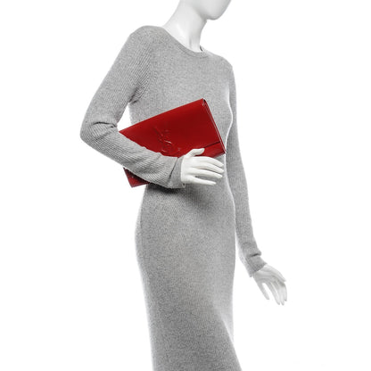 Saint Laurent Textured Patent Monogram Large Belle De Jour Clutch Red 2 of 7