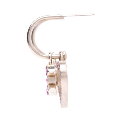 Chanel Metal Crystal Heart CC Drop Earrings Gold 6 of 11