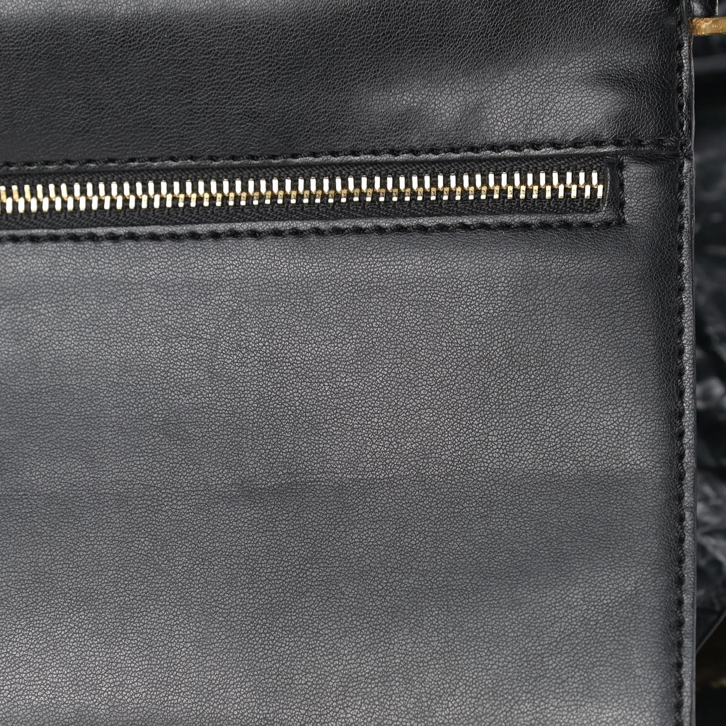 Crinkled Faux Patent Beckett Shoulder Bag Black