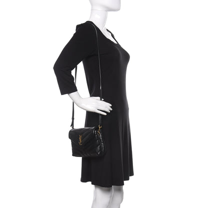 Saint Laurent Calfskin Y Quilted Monogram Toy Loulou Crossbody Bag Black 2 of 11