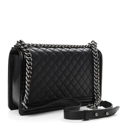 Chanel Goatskin Quilted Patent New Medium Duo Boy Flap Black 2 of 10