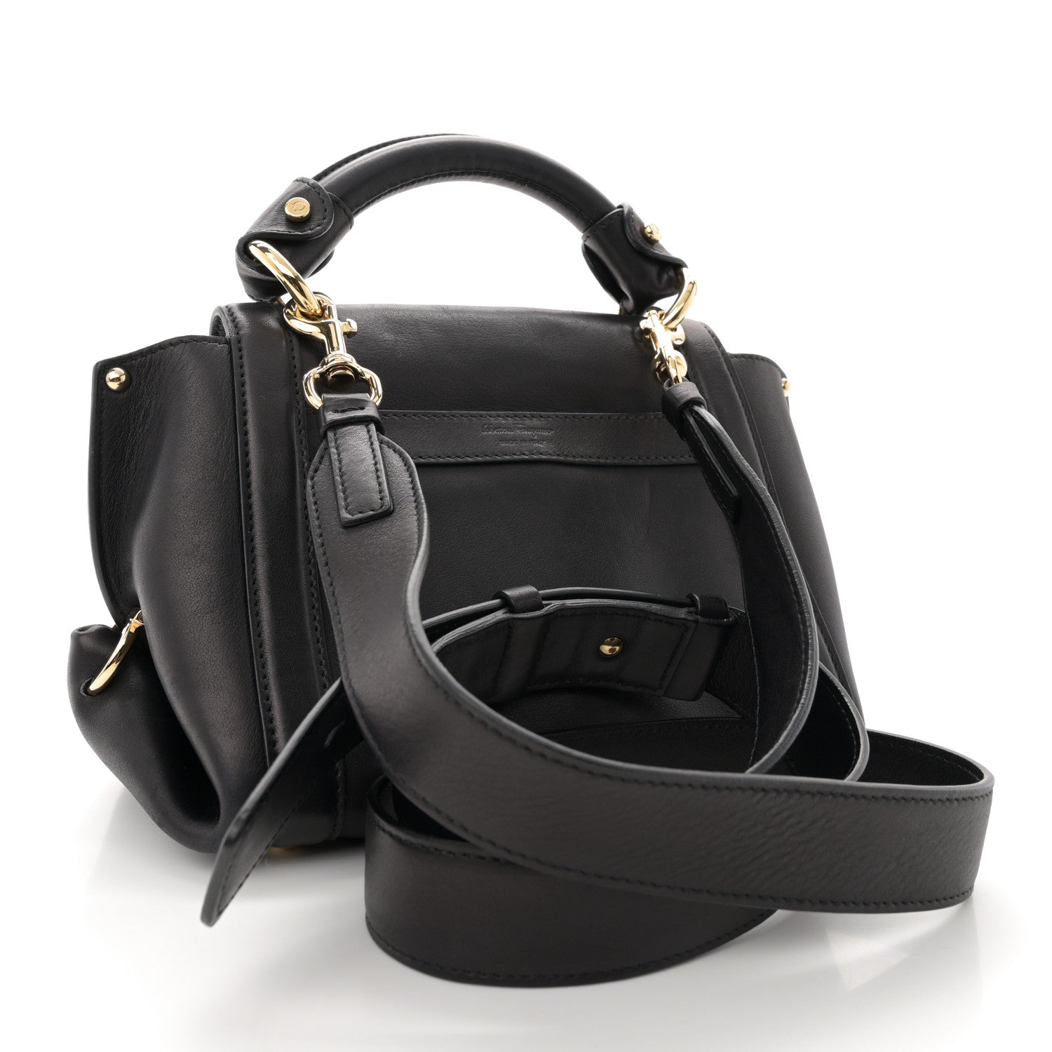 Salvatore Ferragamo Lambskin Suzanna Gancini Small Satchel Black 3 of 9