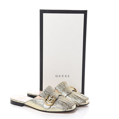 Gucci Galassia Womens GG Marmont Fringe Slippers 36 Platino 8 of 8