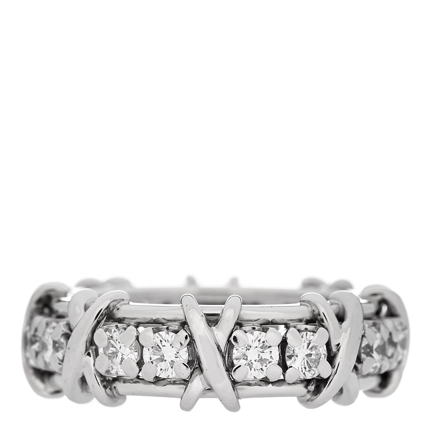 Tiffany Platinum Diamond Schlumberger Sixteen Stone Ring 53 6.25 1 of 6
